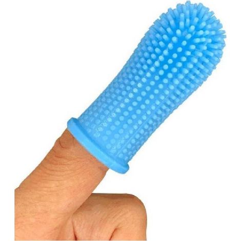 Hundezahnbürste, 360°-Zahnbürstenset, Fingerzahnbürste, Haustierzahnbürste, für kleine und große Tiere, 2er-Pack, blau