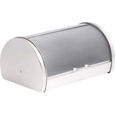 Boîte à Pain en Fer Thermolaqué avec Couvercle à Enroulement Décorative 38 x 26 x 19 cm Argenté Friandise