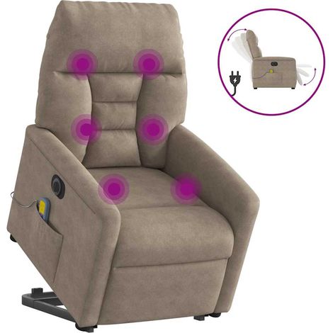 vidaXL Sillón masaje eléctrico reclinable elevable tela gris taupe (1/2)