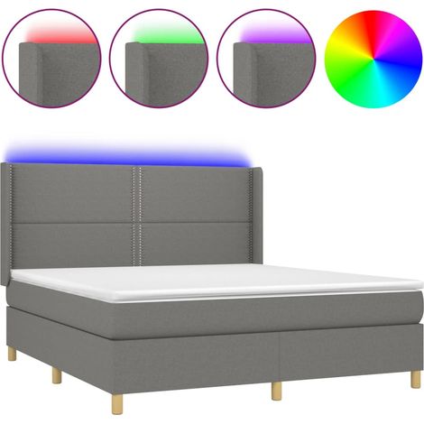 Maison Exclusive - Cama box spring colchón y luces LED tela gris