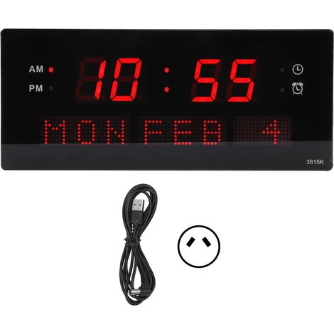 Horloge Murale LED Noir Cadre Élégant Affichage Numérique Température Aluminium 36.5cm Bureau Salon (1/5)