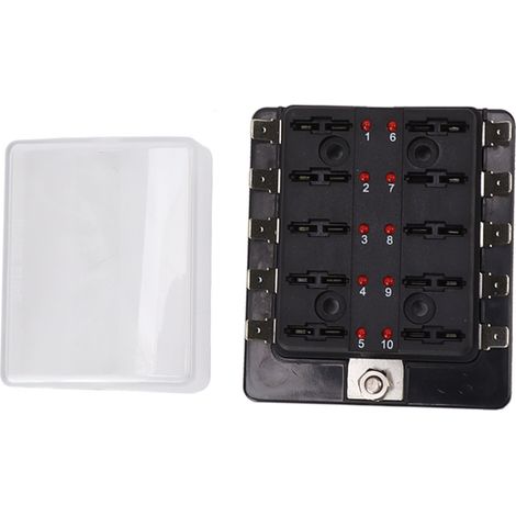 DC32V Kfz-Sicherungskasten ATC ATO Wasserdichter Flachsicherungsblock mit LED-Anzeige für Autos und Schiffe, 10-polig (1/5)