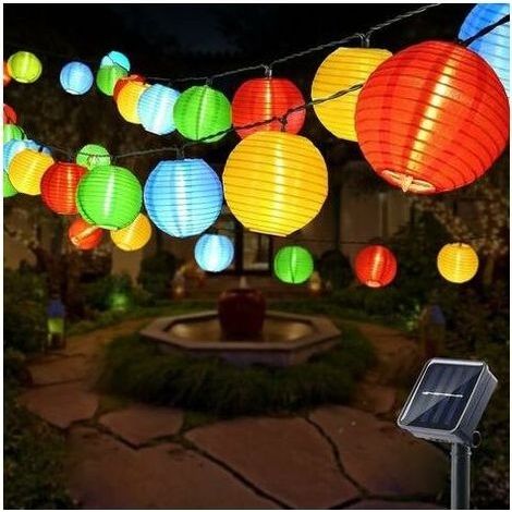 Guirlande Lumineuse Lampe Solaire, 6M 30 LED Lampion Solaire Extéri Multicolore IP65 Etanche 8 Modes Guirlande Guinguette Lanterne pour Jardin Patio Cour Mariage Fête Noël Décoration (1/5)