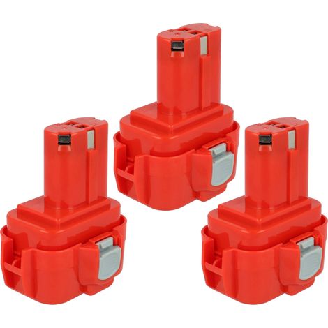 EXTENSILO 3x Akku kompatibel mit Makita 1022DW, 6014DW, 6200D, 6200DW, 6201D, 6201DW Elektrowerkzeug (3300 mAh, NiMH, 9,6 V)