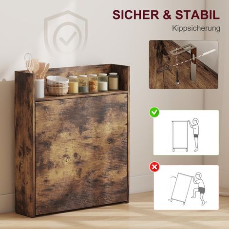 Table pliante avec étagère, style industriel, gain de place, petit espace, 80x90x93 cm, brun rustique (1/5)
