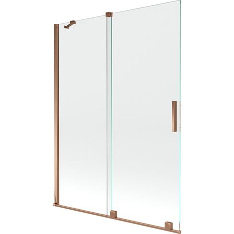 Mexen Velar 2-Flügel-Badewannenwand Regulierbare 130 x 150 cm, transparent, Rosa Gold - 896-130-000-