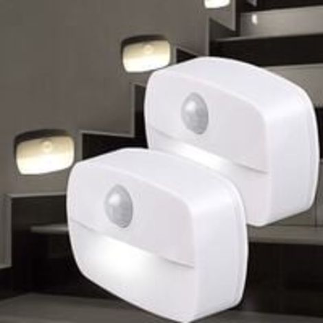 Veilleuse LED, [Lot de 2] Veilleuse PIR LED Auto On Off, Applique Murale, Lampes de Placard Détecteur de Mouvement, Lumières Sûres pour Escaliers, Couloir, Salle de Bain, Cuisine, Armoire [Classe éner