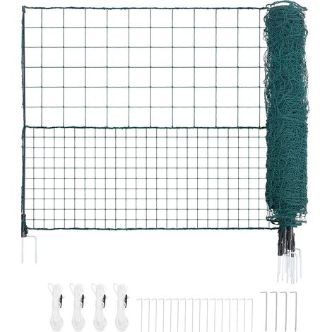 Clôture Temporaire avec Piquets, 1,05 x 25m Grillage Plastique, Filet de Sécurité Jardin avec Piquets à Double Pointe et Cordes, Idéal pour Chiens, Poulets, Plantes, Jardins Extérieurs (1/5)