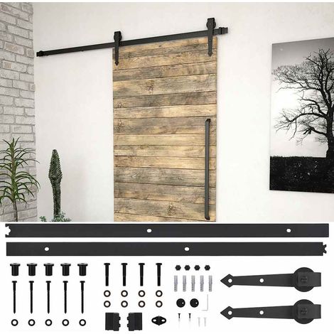 Kit de quincaillerie pour porte coulissante SKIEN 200 cm acier noir