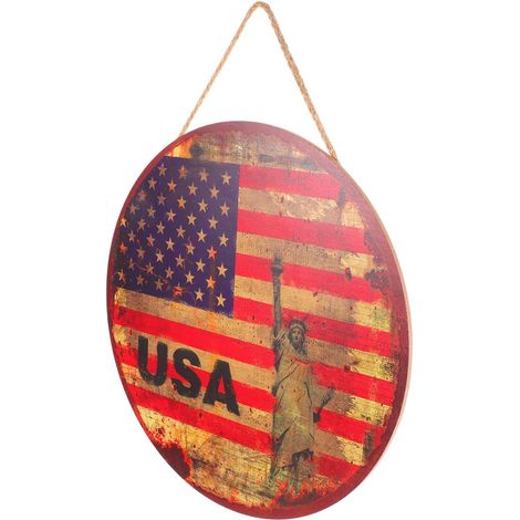 Décoration Murale Rustique en Panneau Rond en Bois Mdf pour Maison, Art Mural Suspendu Créatif Style Usa, pour Décoration Salon et Présent Housewarming (1/5)