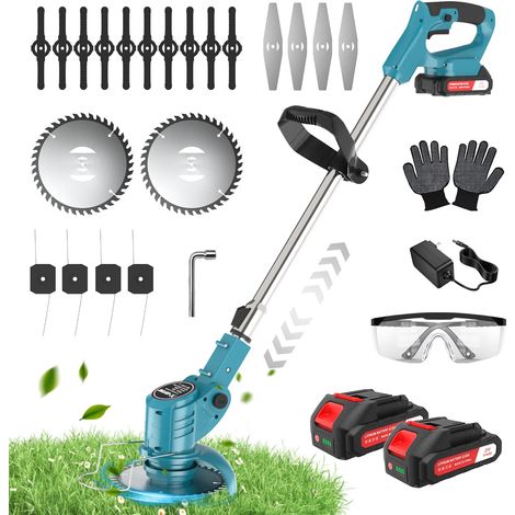 XG8 Tondeuse sans fil 21 V, tondeuse à gazon légère télescopique 9000rpm, tondeuse de jardin électrique, avec 20 lames 1500 mAh x 2 chauve-souris (1/5)