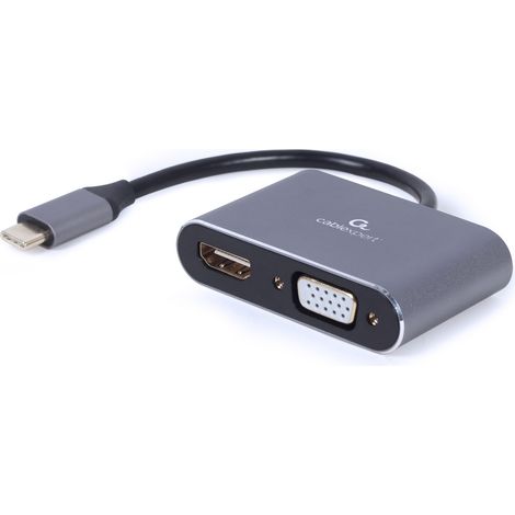 Cablexpert A-USB3C-HDMIVGA-01 adattatore de cable de cavo video 0,15 m USB Tipo C HDMI + VGA (D-Sub) Grigio (1/2)