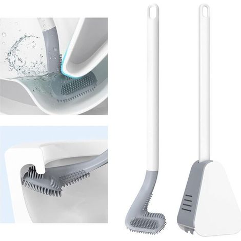 Brosse WC en Silicone Golf Long Handled Toilet Brush Brosses WC et Supports pour Salle de Bains Blanche (1/5)