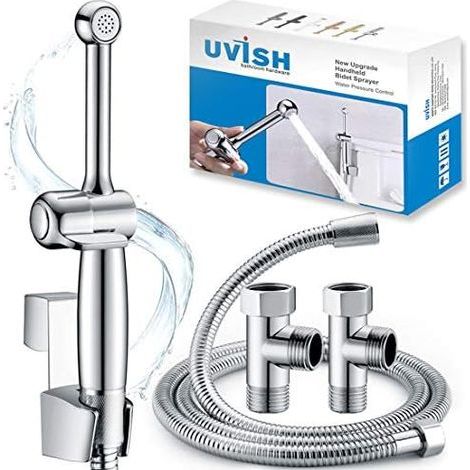 Bidet Toilette Kit Douchette wc Pomme de Douche Pour le Nettoyage la Salle Bain, Pulvérisateur pour L'hygiène Personnelle Quotidienne, Laiton Massif Chromé - (1/5)