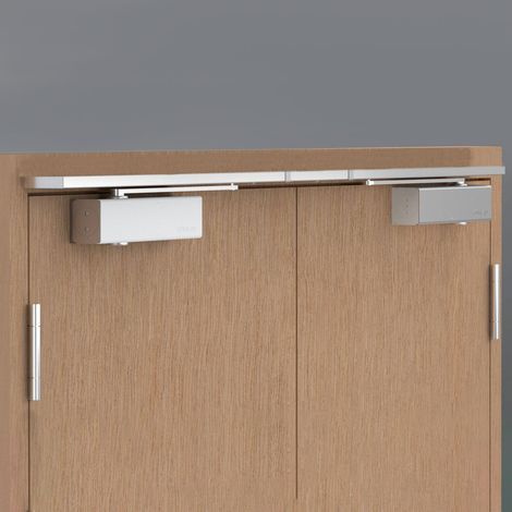 Bandeau Ferme portes à force réglable 1 à 3 poussant gauche gris Bricard Ensemble 2 Vantaux