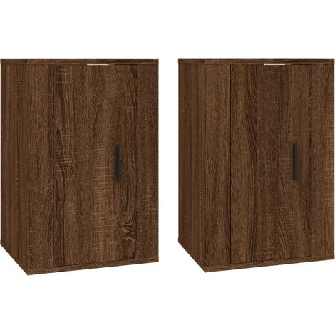 Mueble TV de pared estante multimedia para televisión buffet de televisión comedor salón dormitorio 2 piezas roble 40 x 34,5 x 60 cm marrón 020028968