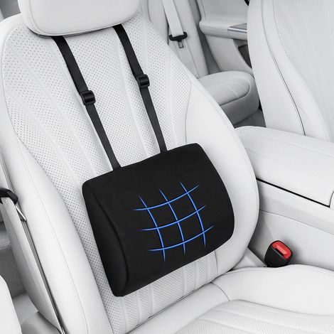 Coussin de soutien dorsal de voiture pour conducteur, coussin lombaire ergonomique avec sangles réglables, dossier de siège de voiture contre les maux de dos, housse amovible pour voiture (1/5)