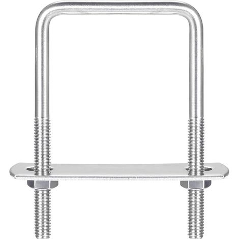 Carré U-Boulons, 2 Ensembles 52mm(2.05") Interne Largeur 80mm Longueur M6 304 Inox Acier U Pince Boulon avec Écrous et Plates, pour Remorque Bateau (1/5)