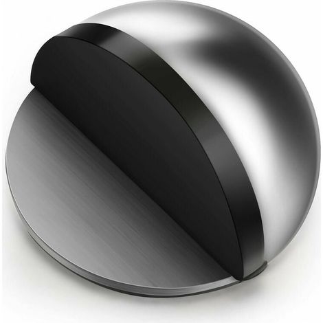 LaBlanc - Tope de puerta adhesivo de acero inoxidable (1 pieza) con protección de goma para todo tipo de suelos duros. Protege puertas y paredes. (1/4)