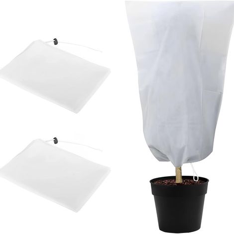 Blanc,2 Pcs Housse de Protection pour Plantes Hivernage Plante Extérieur Voile Hivernage Résistant 100x80cm Cordon Réutilisable