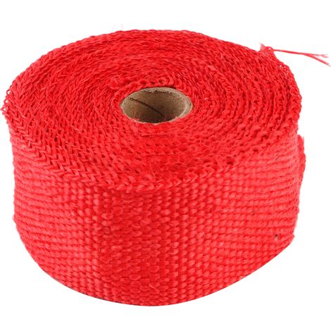 Ruban isolant thermique pour échappement de 5 m en fibre de verre avec attaches en acier allié, rouge, pour voiture et moto (1/5)