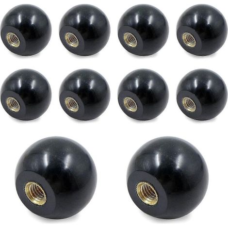 10 Pièces Poignée À Bille - Filetage Femelle M6 - 25 mm - Poignée Ronde En Bakélite Noire - Pour Machines Outils Et Équipements Industriels (1/5)