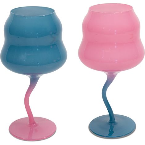 WD LifeStyle Set 2 Calici Cocktail 450 Ml Azzurro Rosa, Rosa e Azzurro