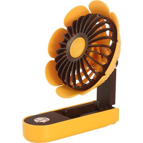 Ventilatore portatile, pieghevole e ricaricabile a forma di girasole con porta USB – mini ventilatore giallo con batteria integrata, ideale per l'estate, i viaggi, gli eventi all'aperto e per rinfresc (1/5)