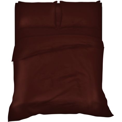 Completo letto lenzuola tinta unita 100% cotone made in Italy 6 misure parure Marrone - 1 Piazza e mezza francese