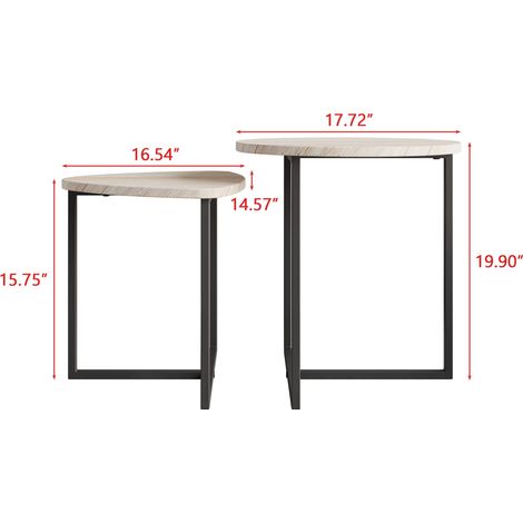 Lot de 2 tables basses rondes – style industriel, cadre métal, gigognes – design moderne, gain de place pour salon (1/5)