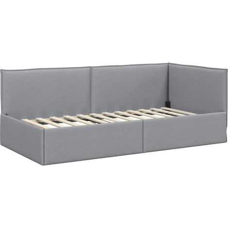Lit simple,Lit Adulte,Cadre de lit d'angle Gris clair 100 cm x 200 cm tissu CFW291454 (1/5)