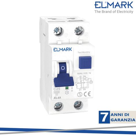 INTERRUTTORE DIFFERENZIALE     RCBO JEL4A 6KA 2P 25A/30MA