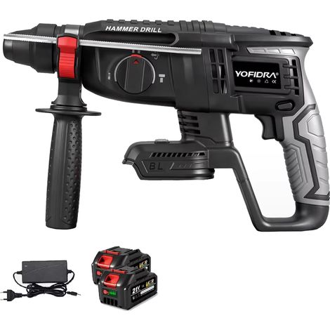 Perforateur burineur sans fil 26mm Brushless SDS-Plus 18V/21V, outil haute performance professionnel avec 2 batteries lithium (1/5)