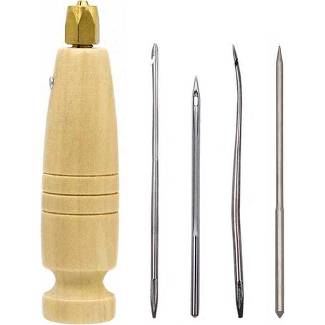 Ledernähwerkzeug mit stabilem Griff, 4 austauschbare Locher für Schuhreparaturen, Lederhandwerksbedarf (1/4)