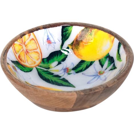 Signes Grimalt Plateau de cuisine Bol avec des cotons de citrons et des plateaux verts 7x20x20cm 25181