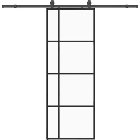Maison Exclusive - Schiebetür mit Beschlag Schwarz 76x205 cm ESG-