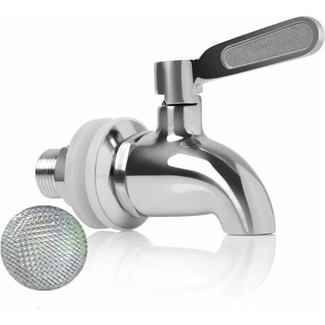 Robinet Distributeur Boissons - Acier Inoxydable - Diamètre 16 mm - Pour Tonneau Vin Bière Thé Jus Eau - Remplacement Standard (1/4)