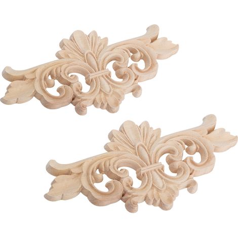 Langes, floral geschnitztes Applikationsstück zur Möbeldekoration (Nr. 1: 16 x 7,5 cm) (1/5)