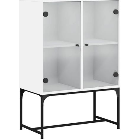 Mueble auxiliar de diseño atemporal con puertas de cristal espacio de almacenamiento 69 x 37 x 100 cm madera blanca 020049350 (1/5)