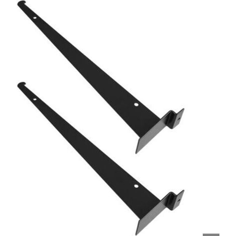 Lot de 2 Supports Robustes pour Panneaux à Lattes 30 CM en Métal Noir Accessoires Muraux pour Étagères Lourdes Fixation Régl (1/5)