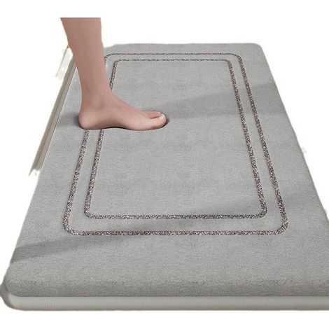 Tapis de Bain en Mousse à mémoire de Forme - Tapis Salle de Bain Absorbant - Tapis de Bain Antidérapant - pour Salle de Bain et Salon - 40 x 60 cm - Gris foncé (1/4)