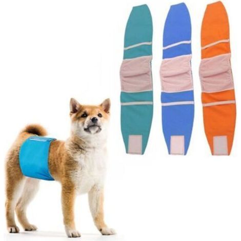 Couche Chien Male Lavable (Lot de 3) - Bandes réutilisables pour Chiens (Solid, M) (1/5)