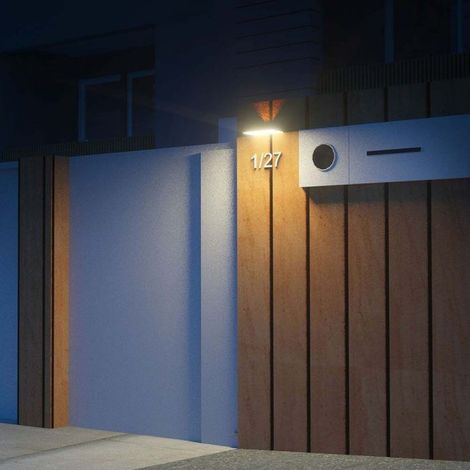 V-TAC VT-403 Lampada LED con pannello solare 3W BRICK LAMP da parete sensore movimento Colore bianco luce 4000K + 3000K IP65 - 10306