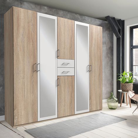 Kleiderschrank 225cm in Eiche und weiß DUNMORE-43 (1/3)