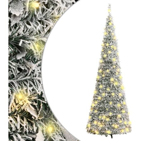 Árbol de Navidad artificial desplegable con nieve 150 LED 180cm vidaXL