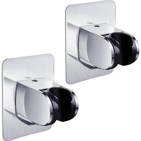 2-teiliger Handbrausehalter, Wandbrausehalterung, verstellbarer Brausehalter, selbstklebender Brausehalter, silberfarben, langlebig, kein Bohren erforderlich.