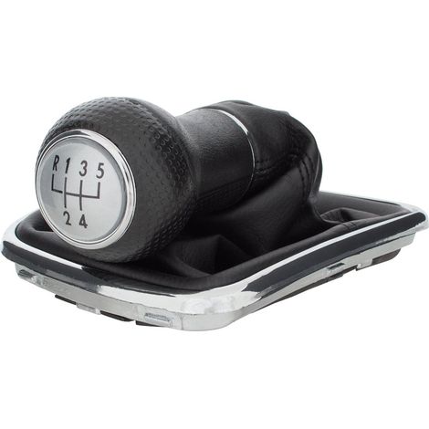Pomello del cambio argento per VW Golf IV 98-05 + guarnizione con cornice cromata, foro da 12 mm (1/5)
