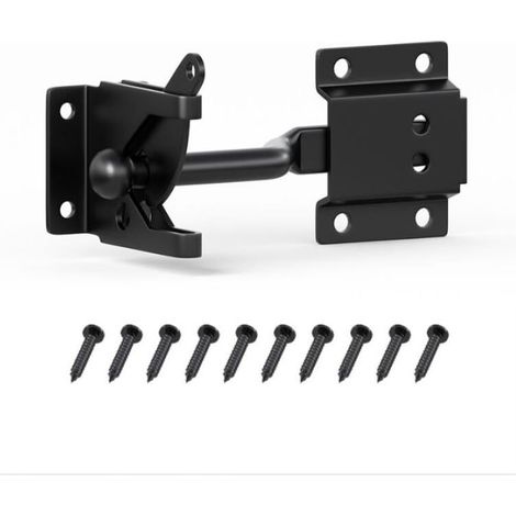 Verrou de Portail Verrouillage automatique Serrure Métal à Boulon Loquet Acier à Gravité Clôture Jardin Noir Vis de Fixation Fournis (1/4)