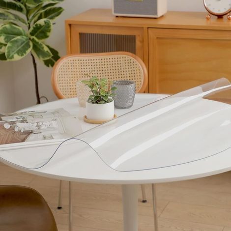 [JAMAIS UTILISÉ] Protection de Table Ronde Transparente Epais,Nappe Transparente Ronde PVC,Protecteur de Table en Bois(épaisseur 1.5 mm, diamètre 70 cm) (1/4)