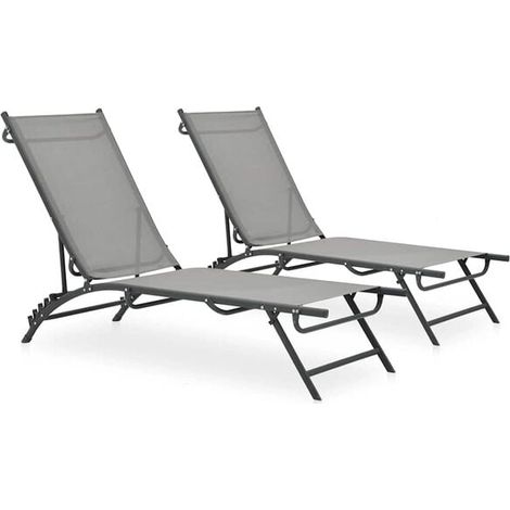 Lot de 2 Chaises Longues en Textilène et Acier (1/5)